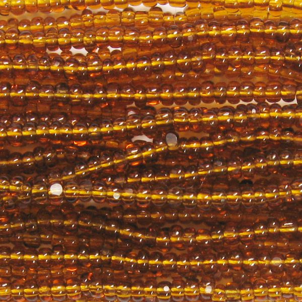 13/0 Czech Charlotte Cut Seed Bead, Transparent Dark Topaz