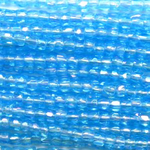 12/0 Czech Three Cut Seed Bead, Transparent Light Aqua Blue Luster