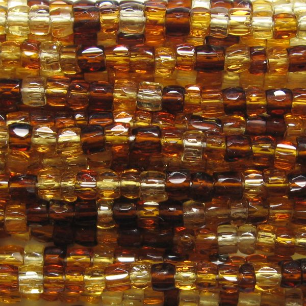 12/0 Czech Three Cut Seed Bead, Transparent Tortoise Mix