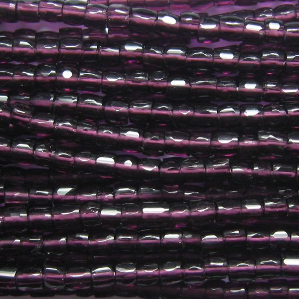 12/0 Czech Three Cut Seed Bead, Transparent Dark Amethyst