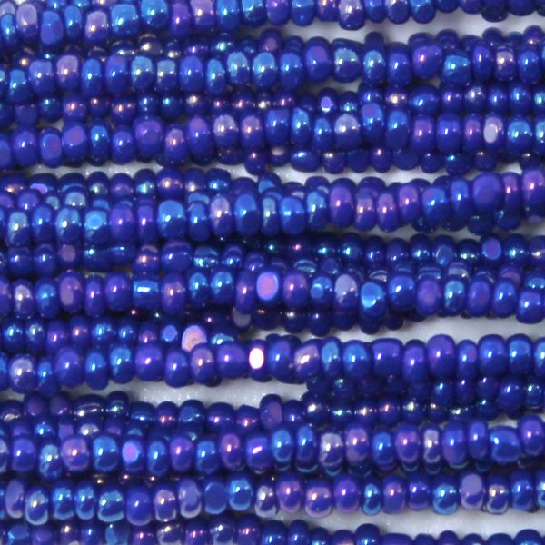 Czech Charlotte Cut Seed Bead, Opaque Royal Blue AB