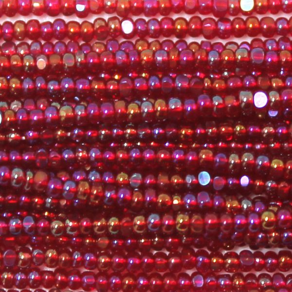 13/0 Czech Charlotte Cut Seed Bead, Transparent Garnet AB