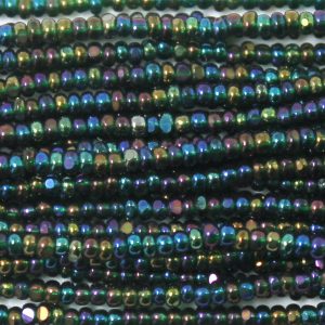 13/0 Czech Charlotte Cut Seed Bead, Transparent Bottle Green AB