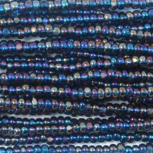 13/0 Czech Charlotte Cut Seed Bead, Transparent Montana Blue AB