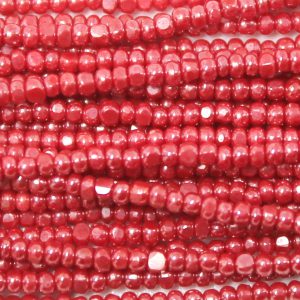 13/0 Czech Charlotte Cut Seed Bead, Opaque Red Luster