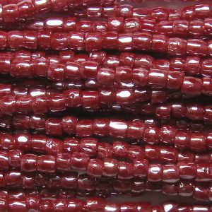 12/0 Czech Three Cut Seed Bead, Opaque Dark Red Luster