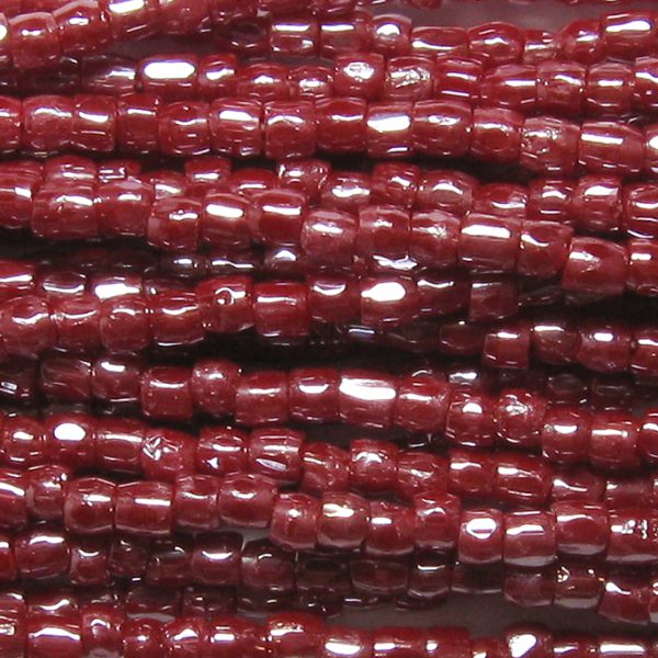 12/0 Czech Three Cut Seed Bead, Opaque Dark Red Luster