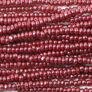 8/0 Czech Charlotte/True Cut Seed Bead, Opaque Dark Red Luster