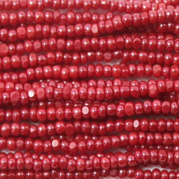 13/0 Czech Charlotte Cut Seed Bead, Opaque Dark Red Luster