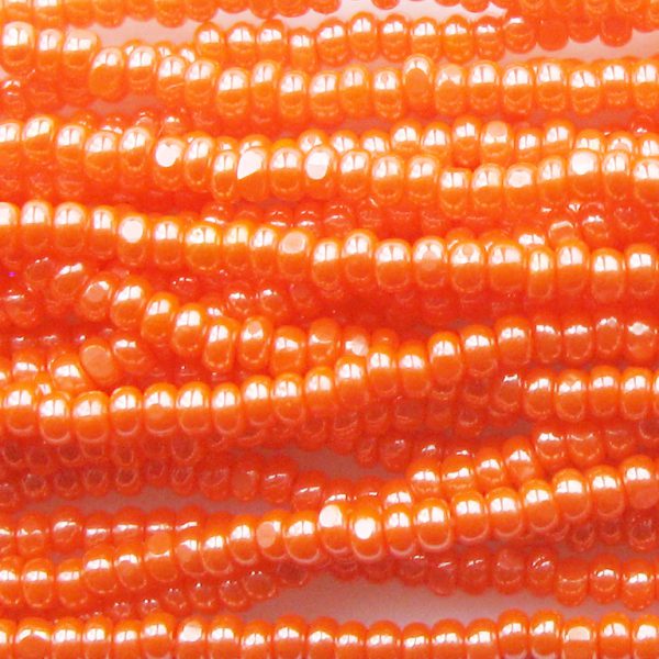 8/0 Czech Charlotte/True Cut Seed Bead, Opaque Dark Orange Luster