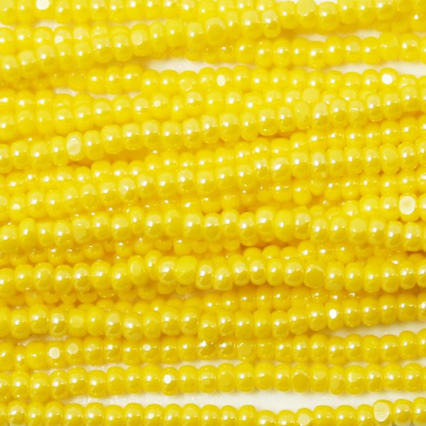 Czech Charlotte Cut Seed Bead, Opaque Corn Yellow Luster