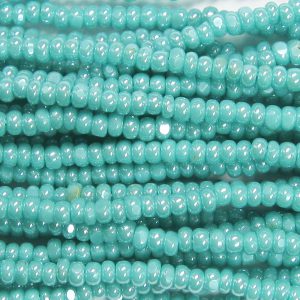 8/0 Czech Charlotte/True Cut Seed Bead, Opaque Luster Green Turquoise