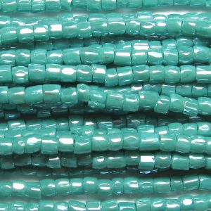 12/0 Czech Three Cut Seed Bead, Opaque Green Turquoise Luster