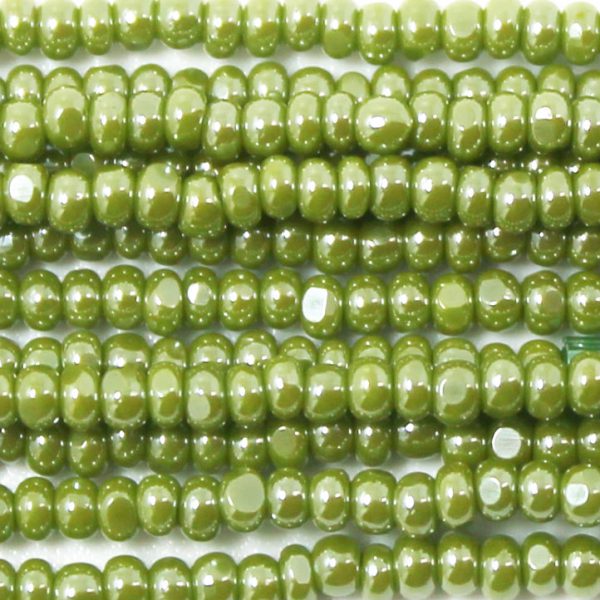 11/0 Czech Charlotte/True Cut Seed Bead, Opaque Olive Green Luster