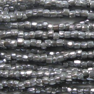 12/0 Czech Three Cut Seed Bead, Opaque Grey Luster