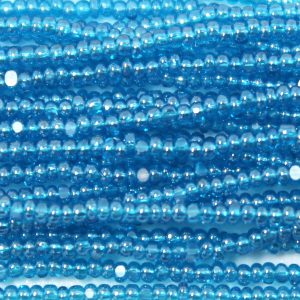 15/0 Czech Charlotte Cut Seed Bead Transparent Dark Aqua Blue Luster