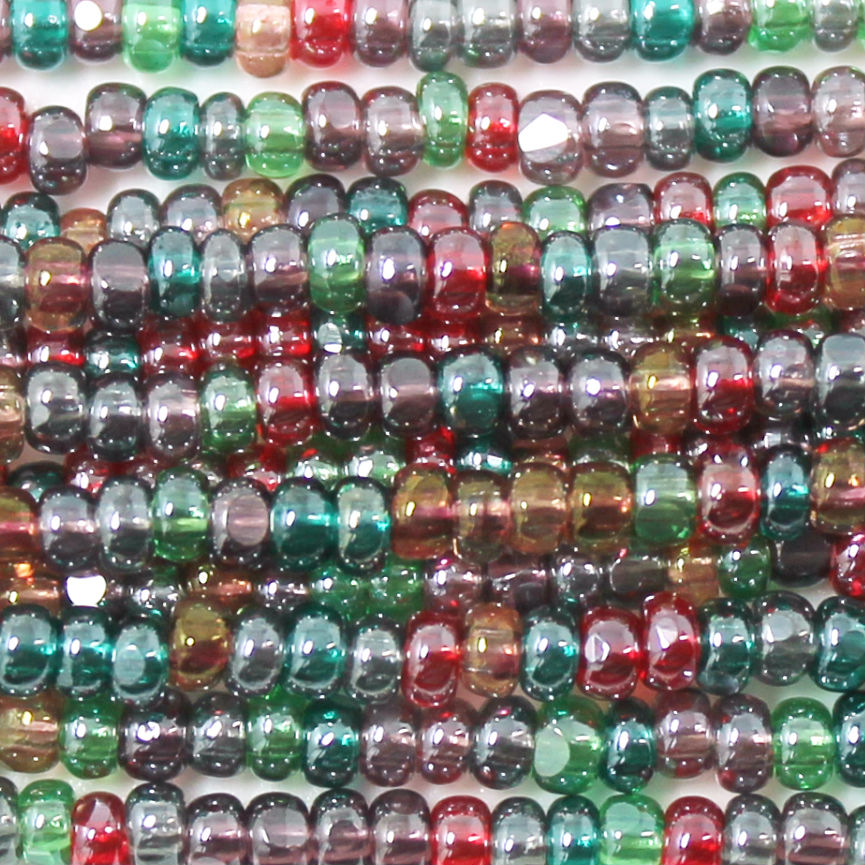 8/0 Czech Charlotte/True Cut Seed Bead, Transparent Luster Mix