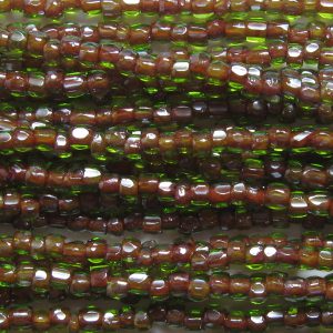 12/0 Czech Three Cut Seed Bead, Red Lined Olivine