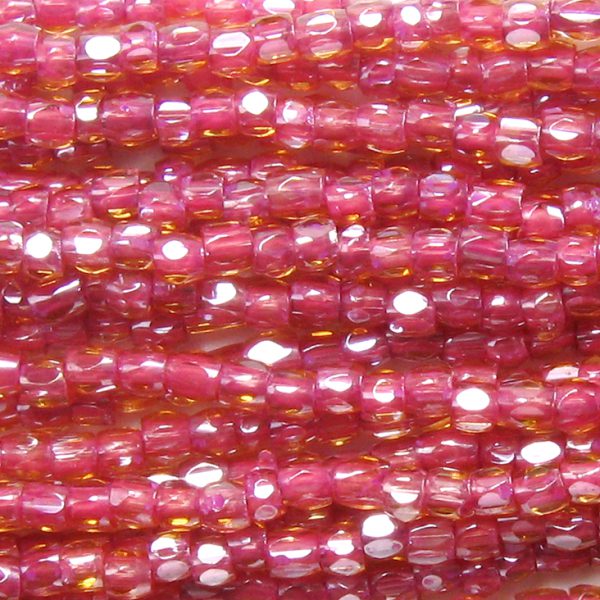 12/0 Czech Three Cut Seed Bead, Pink Lined Topaz
