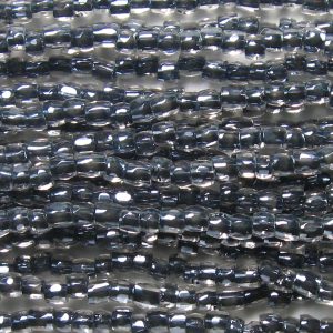 12/0 Czech Three Cut Seed Bead, Black Lined Crystal