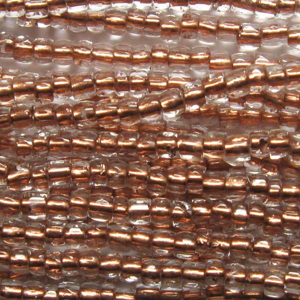 12/0 Czech Three Cut Seed Bead, Copper Lined Crystal