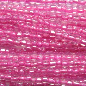 12/0 Czech Three Cut Seed Bead, Hot Pink Lined Crystal
