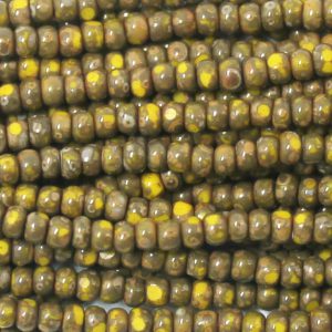 10/0 Czech Charlotte/True Cut Seed Bead, Opaque Yellow Picasso