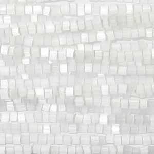 8/0 Czech Two Cut Seed Bead, White Satin