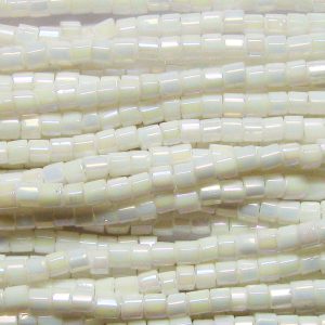 8/0 Czech Two Cut Seed Bead, Opaque White AB