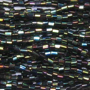 8/0 Czech Two Cut Seed Bead, Green Iris