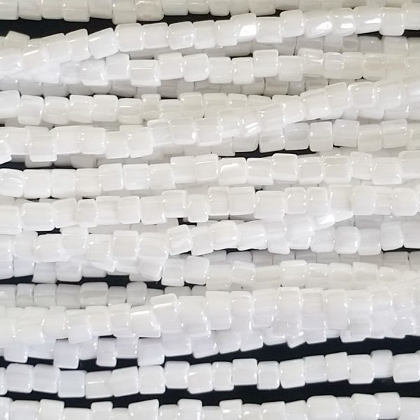 8/0 Czech Two Cut Seed Bead, Opaque White Luster