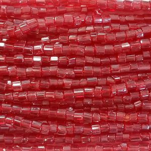 8/0 Czech Two Cut Seed Bead, Transparent Ruby Luster