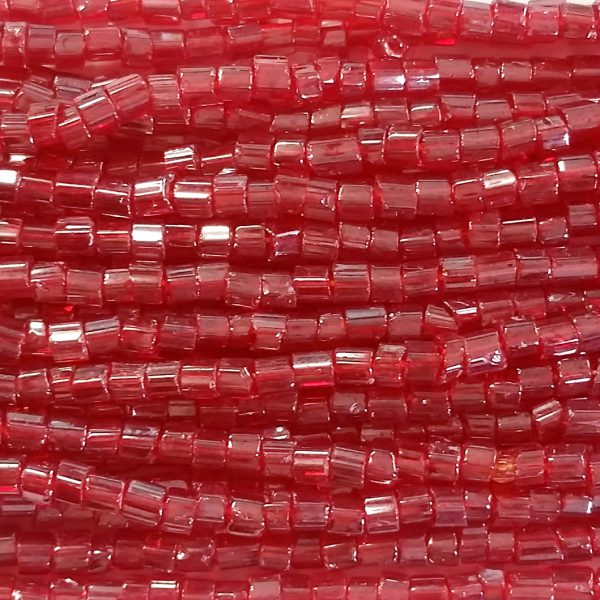 8/0 Czech Two Cut Seed Bead, Transparent Ruby Luster