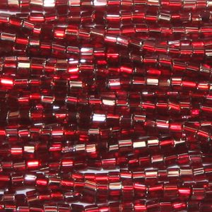 8/0 Czech Two Cut Seed Bead, Silver Lined Garnet