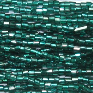8/0 Czech Two Cut Seed Bead, Silver Lined Emerald Green