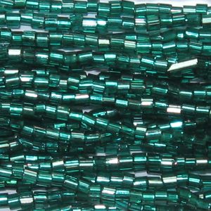 8/0 Czech Two Cut Seed Bead, Silver Lined Emerald Green