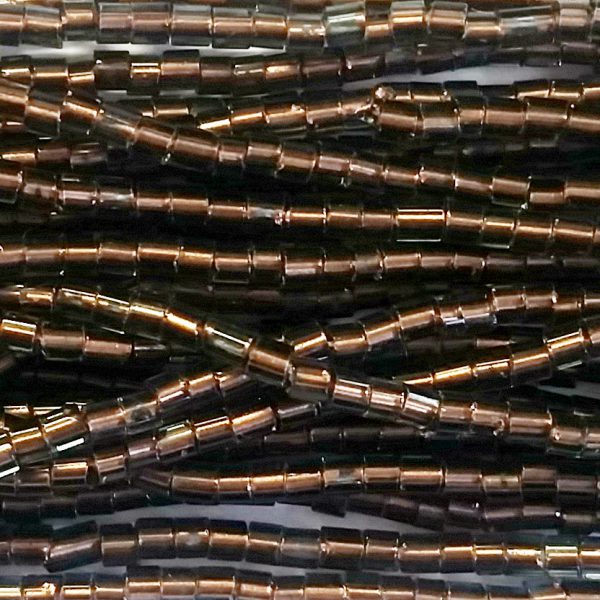 8/0 Czech Two Cut Seed Bead, Copper Lined Black Diamond