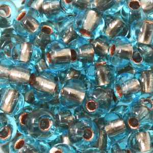 2/0 Czech Seed Bead Copper Lined Aqua Blue