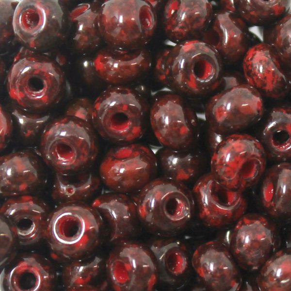 2/0 Czech Seed Bead Opaque Red Picasso