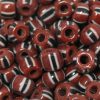 Vintage 2/0 Czech Seed Bead Opaque Brown with 4 sets of White & Black Stripes