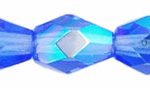 7x5mm Czech Faceted Fire Polish Tear Drop Beads - Sapphire Blue AB