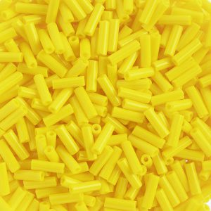 #3, 7mm Czech Bugle Bead, Opaque Yellow - loose