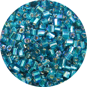 8/0 Japanese Hex Cut Seed Bead, Silver Lined Emerald AB
