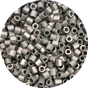 8/0 Japanese Hex Cut Seed Bead, Frosted Metallic Antique Silver