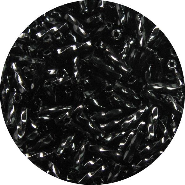 6mm Japanese Spiral Twist Bugle Bead, Opaque Black