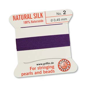#2, 0.45mm Griffin Silk Bead Cord with Needle, Purple