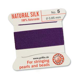 #5, 0.65mm Griffin Silk Bead Cord with Needle, Purple