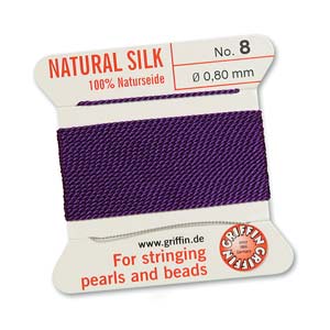 #8, 0.80mm Griffin Silk Bead Cord with Needle, Purple