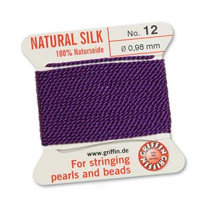 #12, 0.98mm Griffin Silk Bead Cord with Needle, Purple