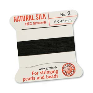 #2, 0.45mm Griffin Silk Bead Cord with Needle, Black